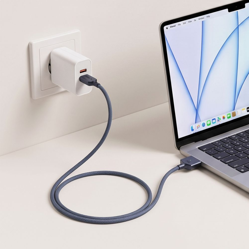 Cabo de Carregamento Tech-Protect MMC01 Ultraboost, USB-C - MagSafe 3, 140W, 3m, Azul Marinho