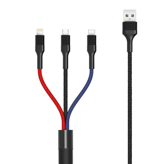 Cabo de Carregamento USB-A - Lightning / microUSB / USB-C XO Design NB54, 18W, 1.2m, Multicolor
