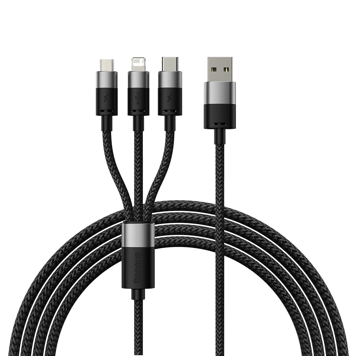 Cabo de carregamento USB-A - Lightning / microUSB / USB-C Baseus StarSpeed 3em1, 18W, 1,2 m, preto CAXS000001 CAXS000001 