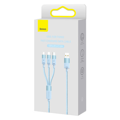 Cabo de Carregamento USB-A - Lightning / microUSB / USB-C Baseus StarSpeed 3in1, 20W, 1.2m, Azul CAXS000017