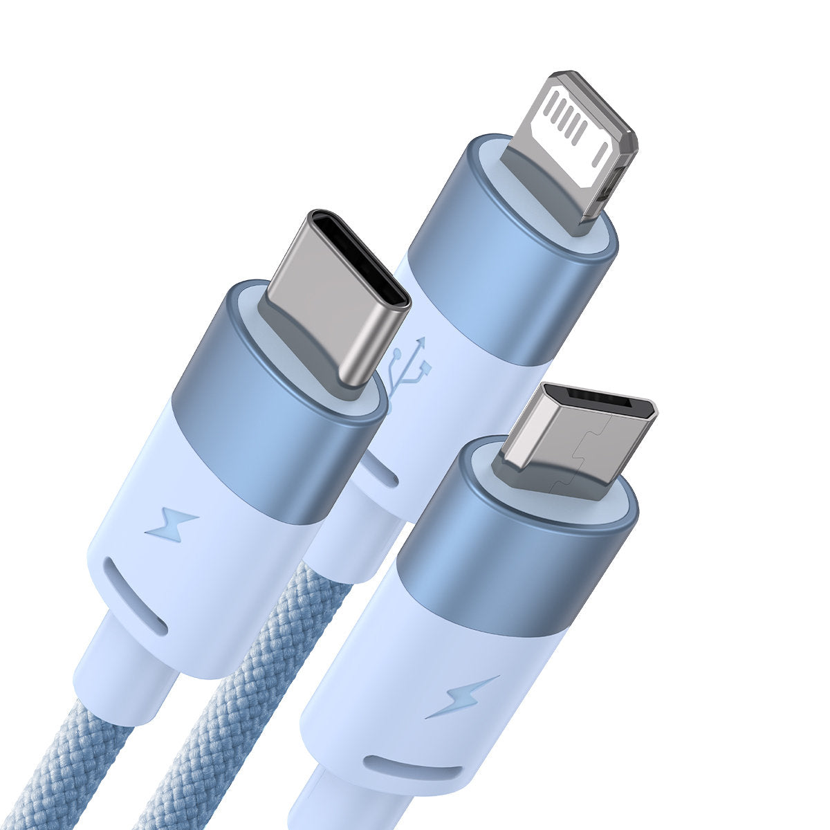 Cabo de Carregamento USB-A - Lightning / microUSB / USB-C Baseus StarSpeed 3in1, 20W, 1.2m, Azul CAXS000017