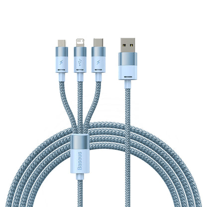 Cabo de Carregamento USB-A - Lightning / microUSB / USB-C Baseus StarSpeed 3in1, 20W, 1.2m, Azul CAXS000017