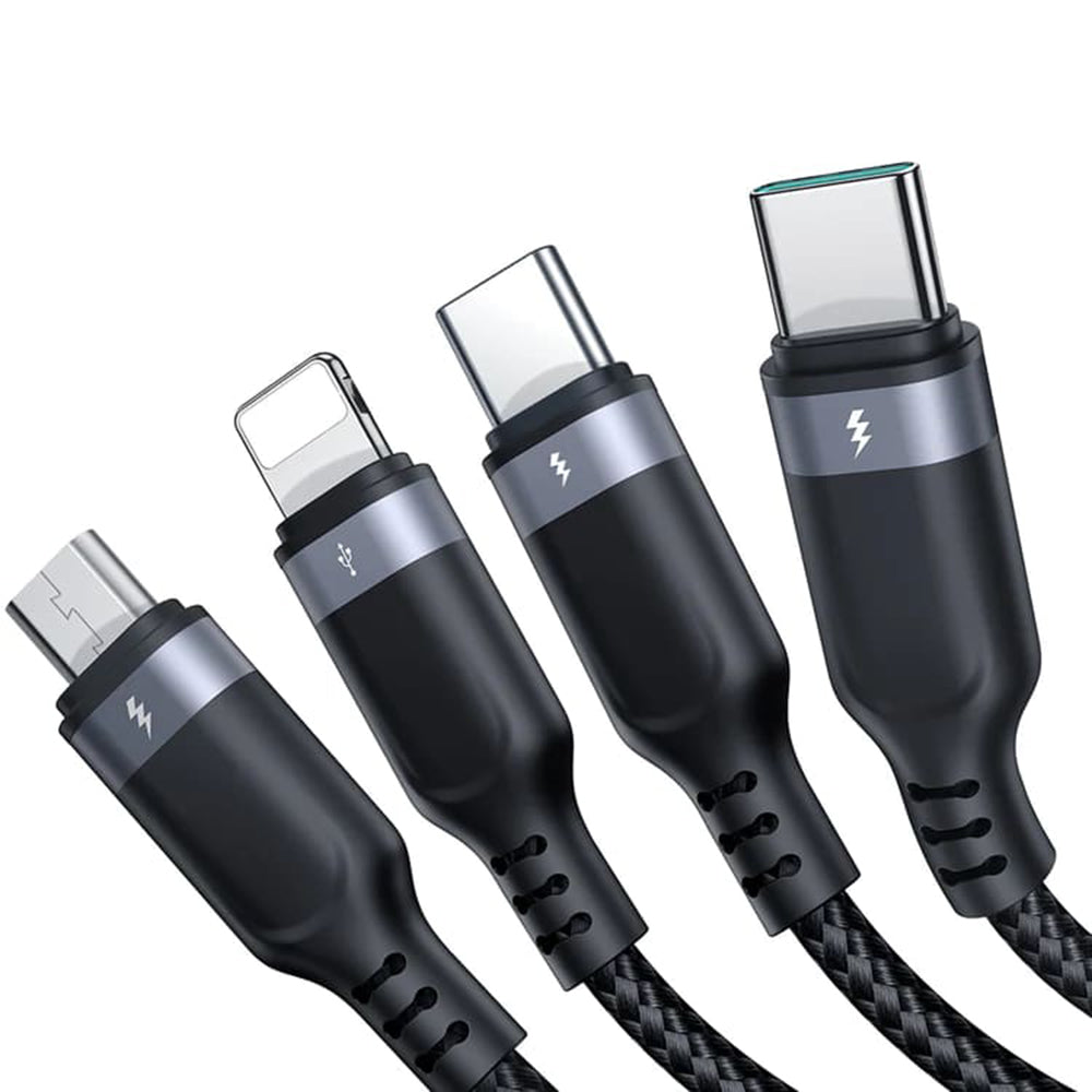 Cabo de carregamento USB-A - Lightning / microUSB / 2 x USB-C Joyroom S-1T4018A18 4em1, 20W, 1,2 m, preto 