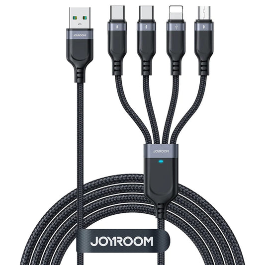 Cabo de carregamento USB-A - Lightning / microUSB / 2 x USB-C Joyroom S-1T4018A18 4em1, 20W, 1,2 m, preto 