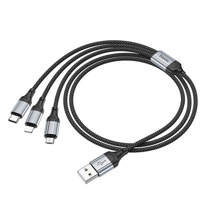 Cabo de carregamento USB-A - Lightning / microUSB / USB-C HOCO X102 3em1, 18W, 1m, preto 