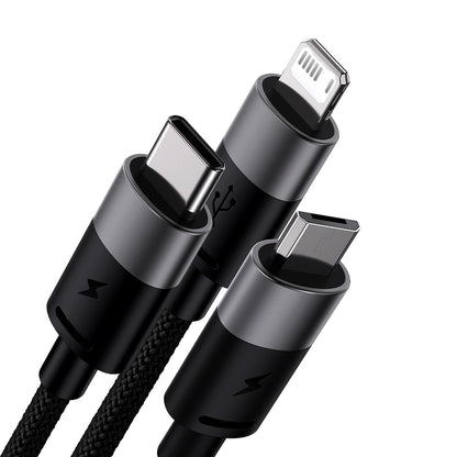 Cabo de carregamento USB-A - Lightning / microUSB / USB-C Baseus StarSpeed 3em1, 18W, 1,2 m, preto CAXS000001 CAXS000001 