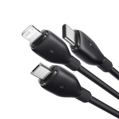 Cabo de Carregamento USB-A - Lightning / microUSB / USB-C Baseus Ultra Fast 3in1, 18W, 1.3m, Preto P10376303121-00
