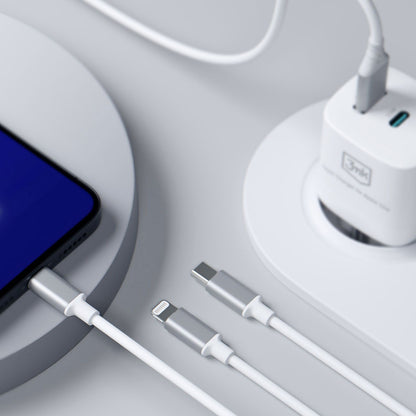 Cabo de Carregamento USB-A / USB-C - Lightning / microUSB / USB-C 3MK Hyper 3in1, 12W, 1.5m, Branco