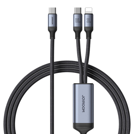 Cabo de carregamento USB-C - Lightning / USB-C Joyroom SA21-1T2 2em1, 100W, 1,5 m, preto 