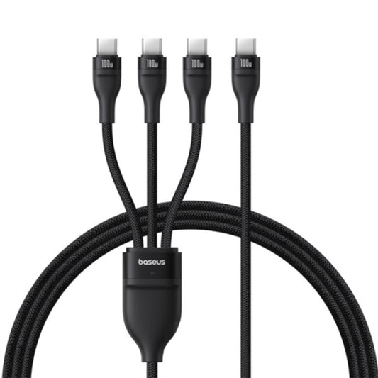 Cabo de Carregamento USB-C - 3 x USB-C Baseus Flash Series III 3in1, 100W, 1.5m, Preto P10377503111-00