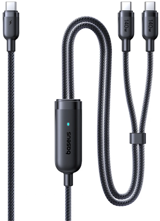Cabo de Carregamento USB-C - 2 x USB-C Baseus Flash 4 2in1, 140W, 1,5m, Preto E0426X00