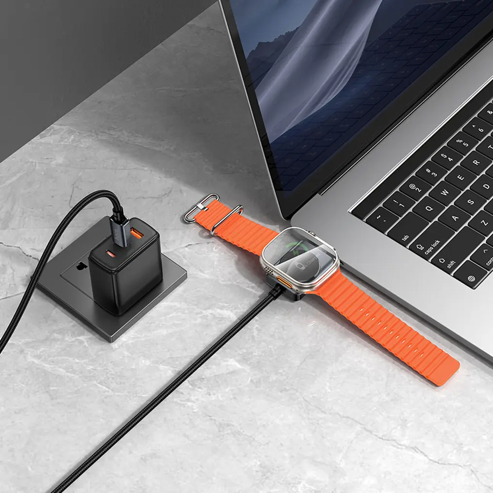 Cabo de Carregamento USB-C - USB-C HOCO CW66 2em1, 100W, 1,2m, Preto