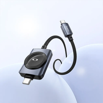 Cabo de Carregamento USB-C - USB-C HOCO CW66 2em1, 100W, 1,2m, Preto