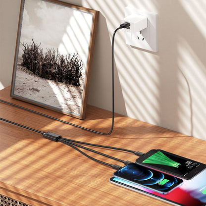 Cabo de Carregamento USB-A - Lightning / microUSB / USB-C HOCO X74 3in1, 18W, 1m, Preto