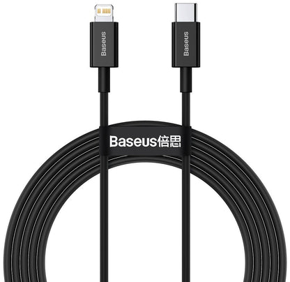 Cabo de carregamento e dados USB-C - Lightning Baseus Superior Series, 20W, 2m, preto CATLYS-C01