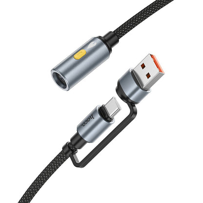 Isqueiro Elétrico HOCO UA38B, USB-C / USB-A, 0.3m, Preto