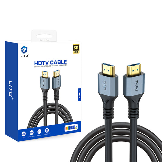 Cabo de Vídeo Lito HD119, HDMI - HDMI, 8K, 1,8m, Preto