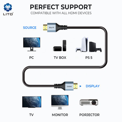 Cabo de Vídeo Lito HD119, HDMI - HDMI, 8K, 1,8m, Preto