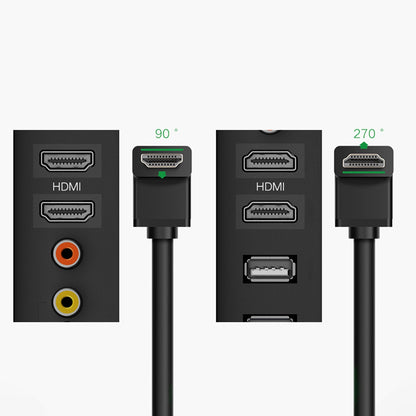 Cabo de vídeo UGREEN angular, HDMI - HDMI, 4K, 1m, preto 