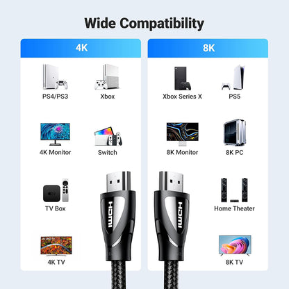Cabo de Vídeo Ugreen HD140 (80405), HDMI - HDMI, 8K, 5m, Preto