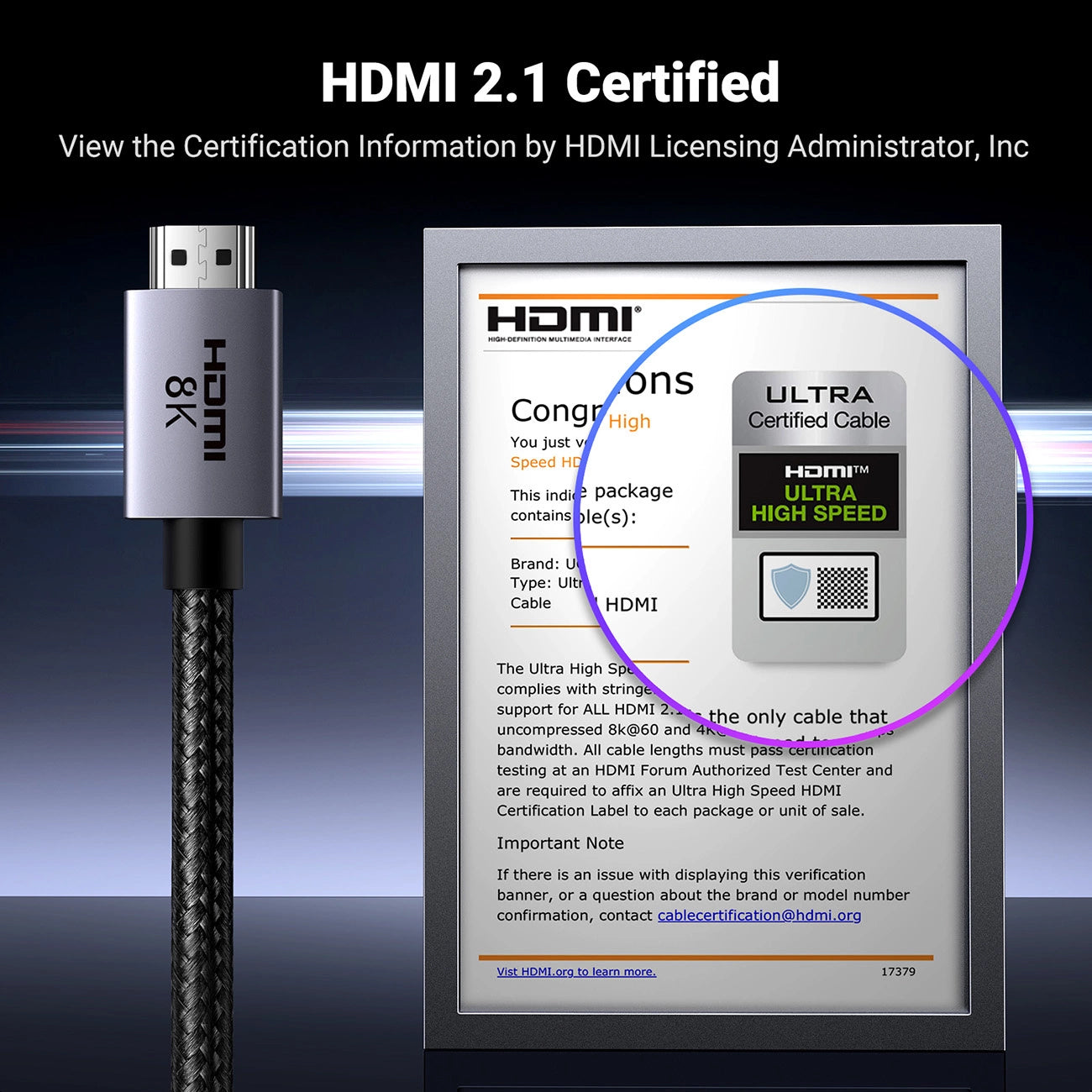 Cabo de Vídeo UGREEN HD171, HDMI - HDMI, 8K, 1m, Preto