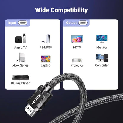 Cabo de Vídeo UGREEN, HDMI - HDMI, 8K, 1.5m, Preto