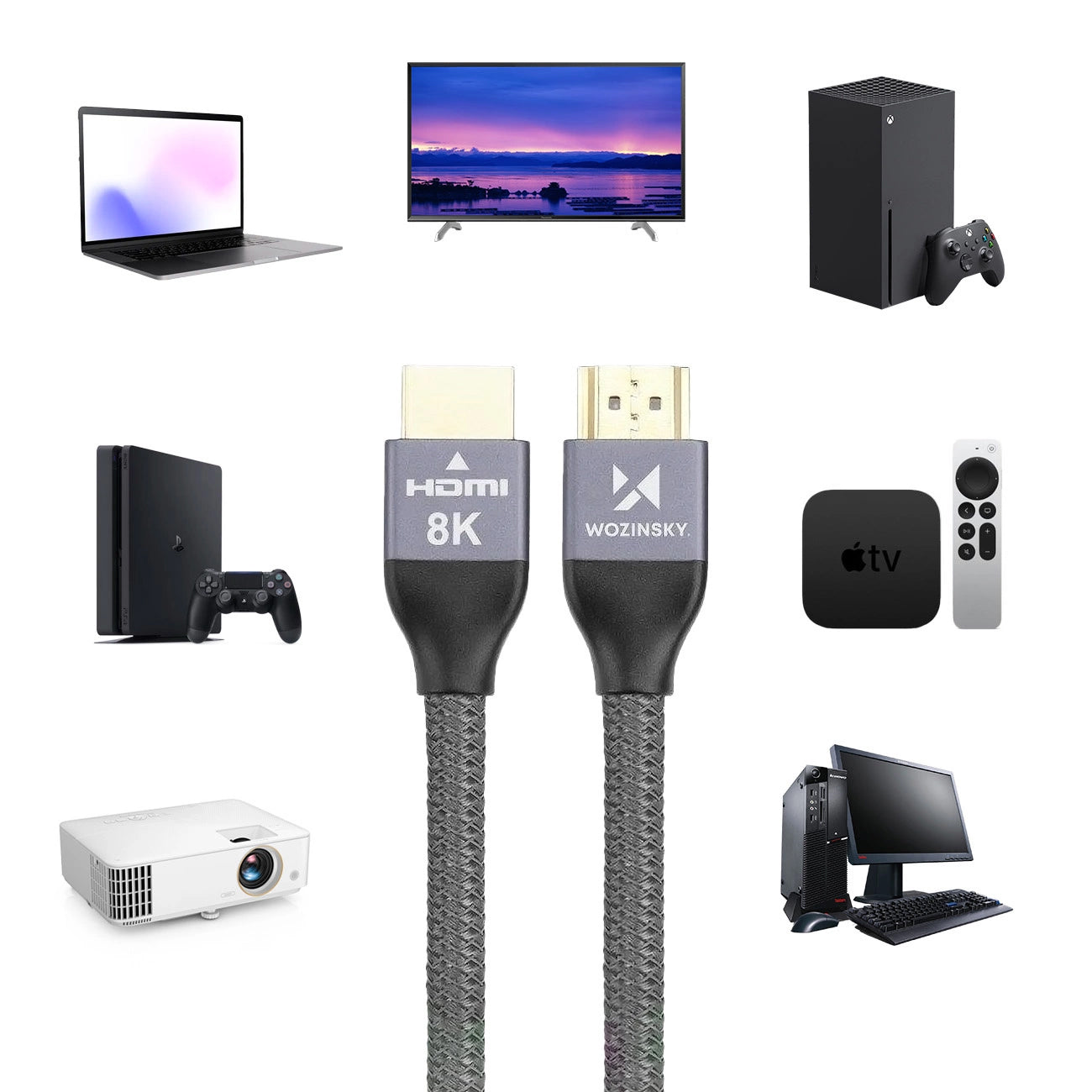 Cabo vídeo WZK Ultraboost, HDMI - HDMI, 8K, 3 m, cinzento WHDMI-30 WHDMI-30 