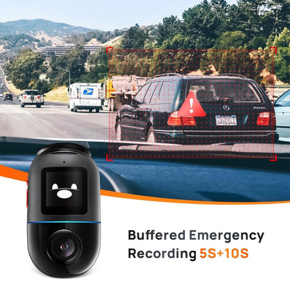 70mai Dash Cam Omni 360 X200, 1080P, 32Gb, Wi-Fi, GPS, IA, Controlo por voz, Ecrã de 1,2 polegadas X200-32-BK