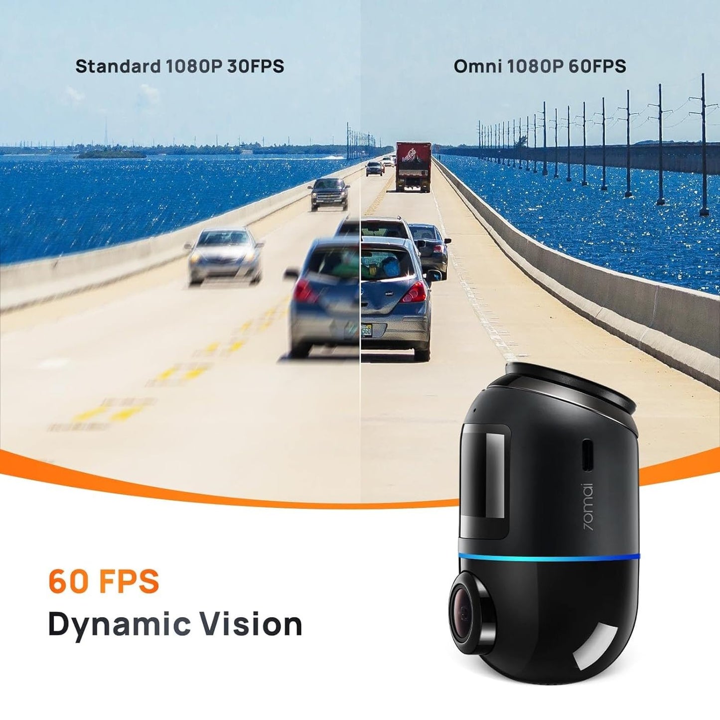 70mai Dash Cam Omni 360 X200, 1080P, 32Gb, Wi-Fi, GPS, IA, Controlo por voz, Ecrã de 1,2 polegadas X200-32-BK