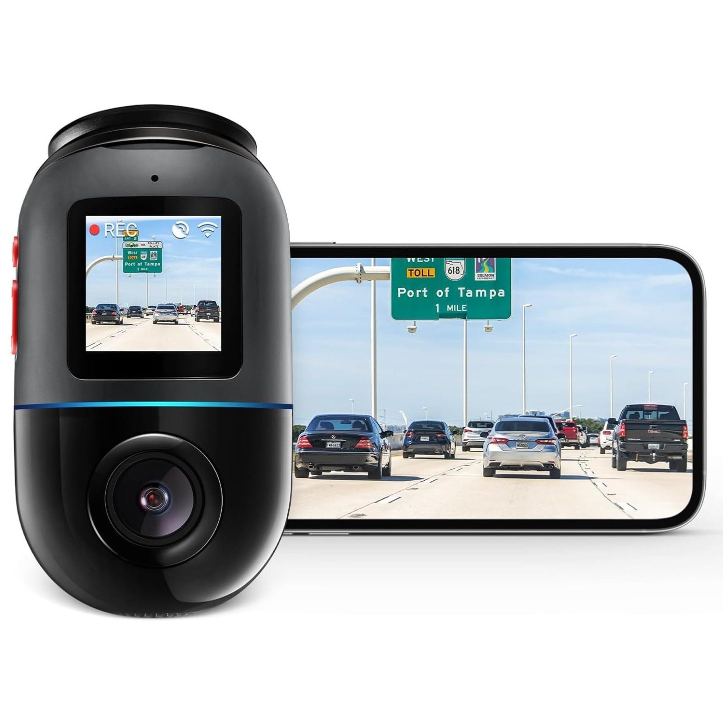 70mai Dash Cam Omni 360 X200, 1080P, 32Gb, Wi-Fi, GPS, IA, Controlo por voz, Ecrã de 1,2 polegadas X200-32-BK