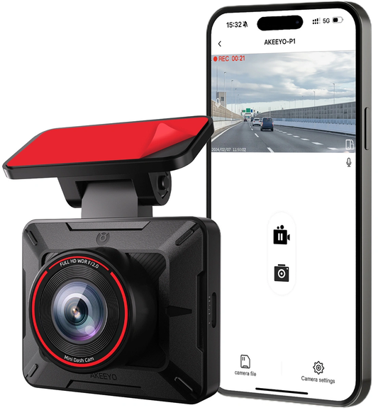 Câmara Automóvel Akeeyo P1, 1080P, Wi-Fi