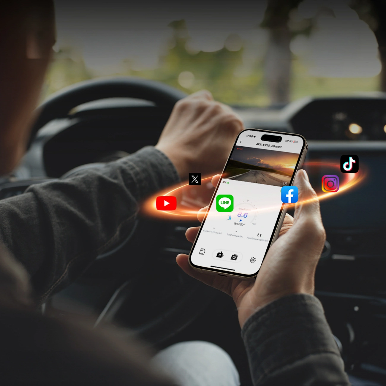 Câmara Automóvel Akeeyo P1, 1080P, Wi-Fi