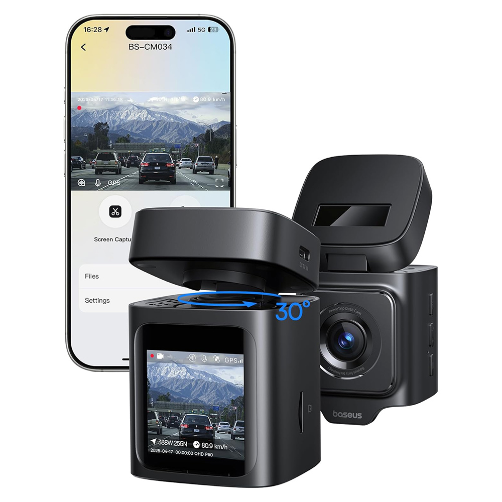 Câmara Automóvel Baseus PrimeTrip VD1, 3K, Wi-Fi, GPS, Ecrã 1.54 polegadas, Recondicionada C10669000123-00