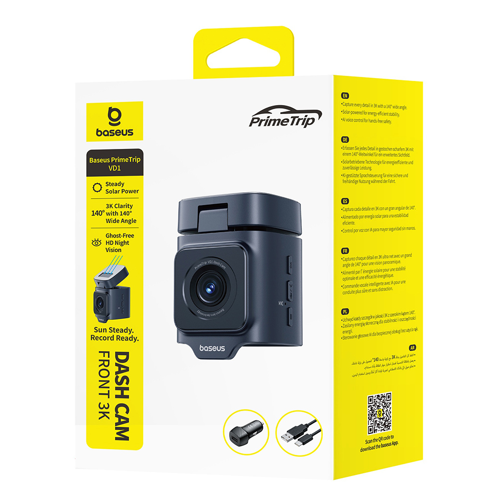 Câmara Automóvel Baseus PrimeTrip VD1, 3K, Wi-Fi, GPS, Ecrã 1.54 polegadas, Recondicionada C10669000123-00