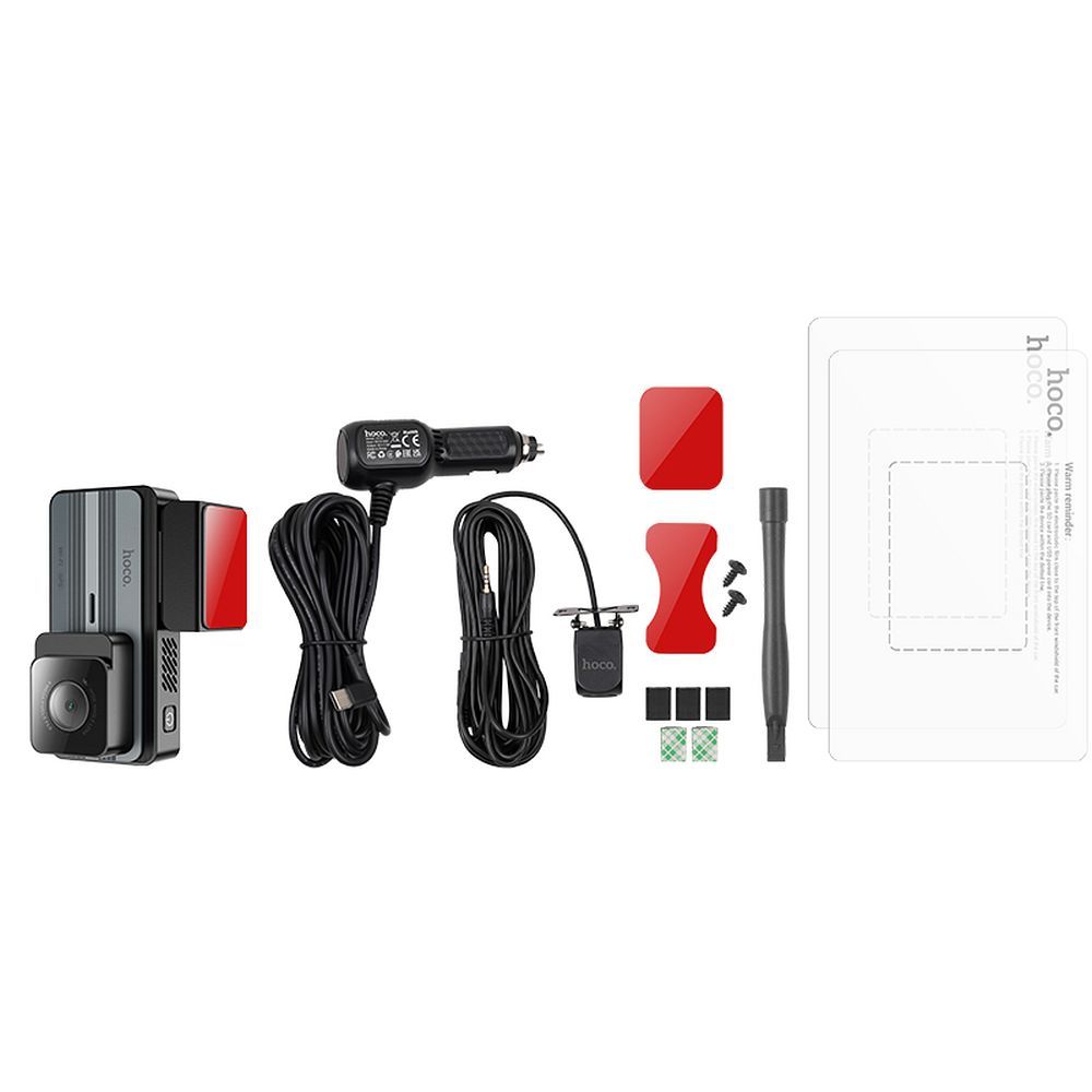Câmara Auto Frente Traseira HOCO DV12, 2K, Wi-Fi, GPS, Ecrã 3.69 polegadas