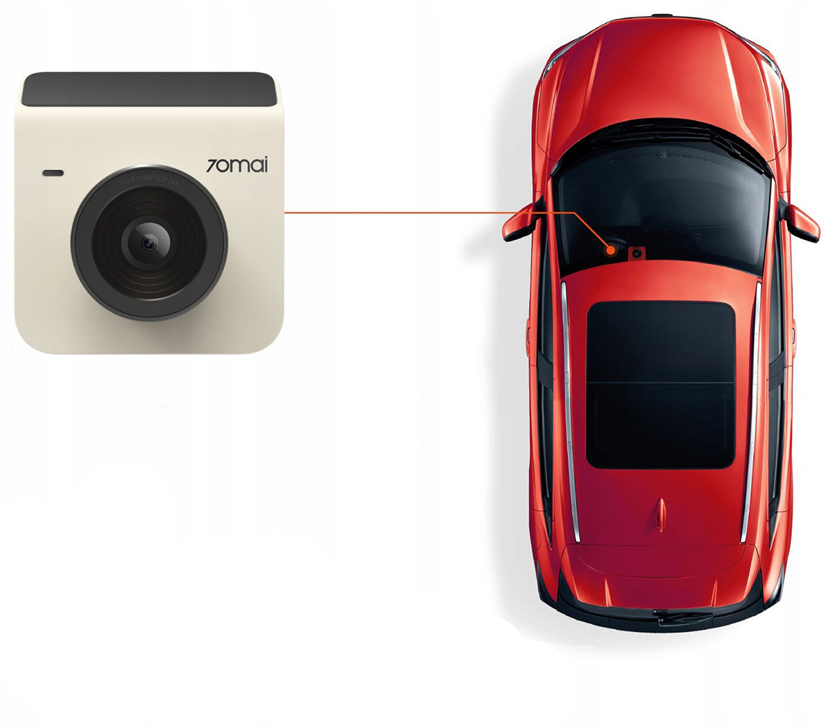 Câmara para automóvel 70mai Dash Cam A400, 2K, Wi-Fi, ecrã de 2 polegadas, Bege