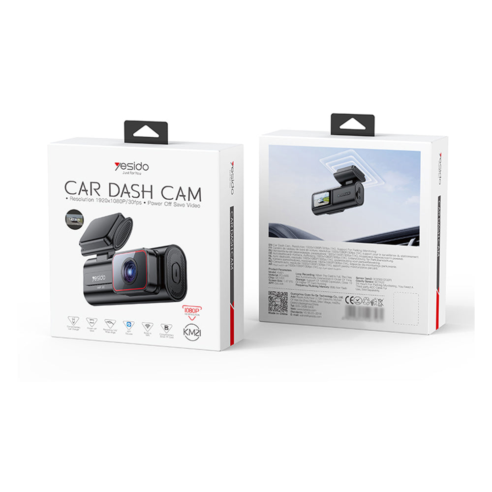 Câmara Auto Yesido KM21, 1080P, Wi-Fi, Ecrã 1.47 polegadas