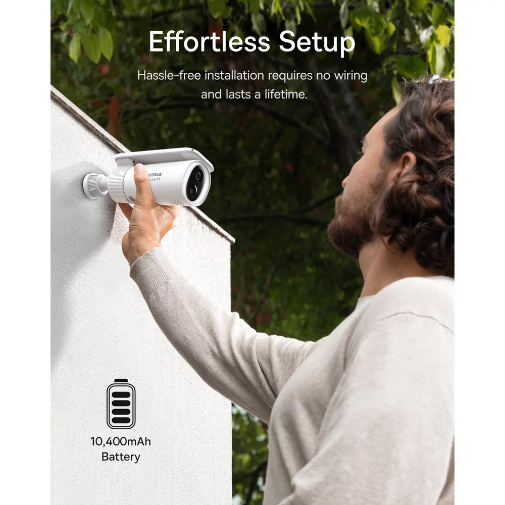 Câmara de Vigilância Baseus Solar S1, Wi-Fi, 2K, IP67, Painel Solar, Exterior S0SW002130