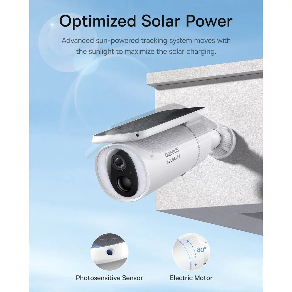 Câmara de Vigilância Baseus Solar S1, Wi-Fi, 2K, IP67, Painel Solar, Exterior S0SW002130
