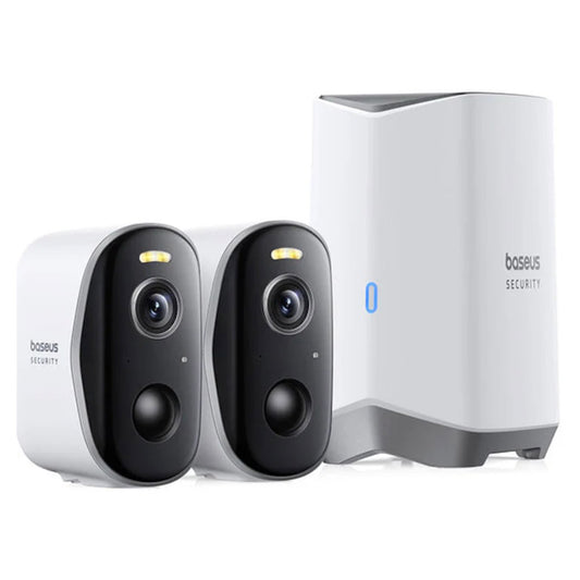 Câmara de Vigilância Baseus N1 Plus, Wi-Fi, 2K, IP67, Exterior, Conjunto de 2 peças S0TW012131