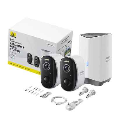 Câmara de Vigilância Baseus N1 Plus, Wi-Fi, 2K, IP67, Exterior, Conjunto de 2 peças S0TW012131