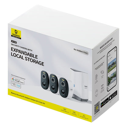 Câmara de Vigilância Baseus N1, Wi-Fi, 2K, IP67, Exterior, Conjunto de 3 unidades S0TW012131