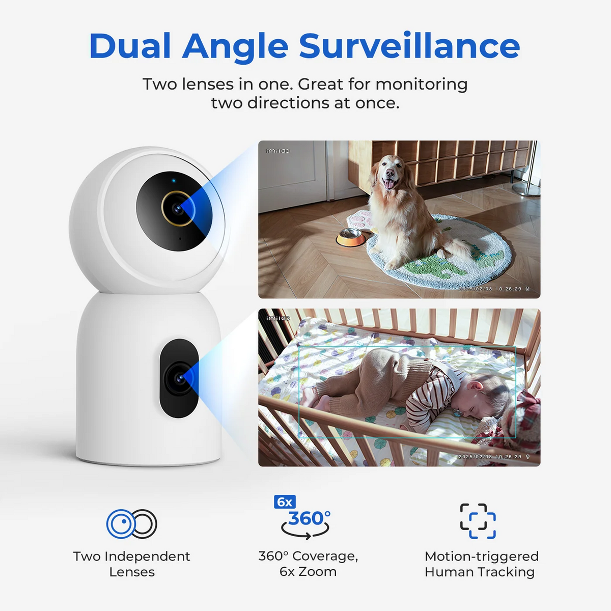 Câmara de Vigilância iMILAB C30 Dual, Wi-Fi, 3K, Interior CMSXJ111A