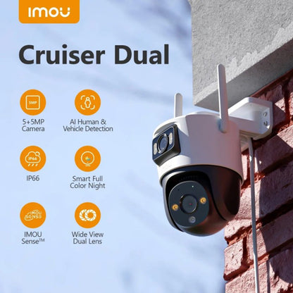 Câmara de Vigilância Imou Cruiser Dual, Wi-Fi, 2.8K + 2K, IP66, Exterior IPC-S7XP-8M0WED-0360B