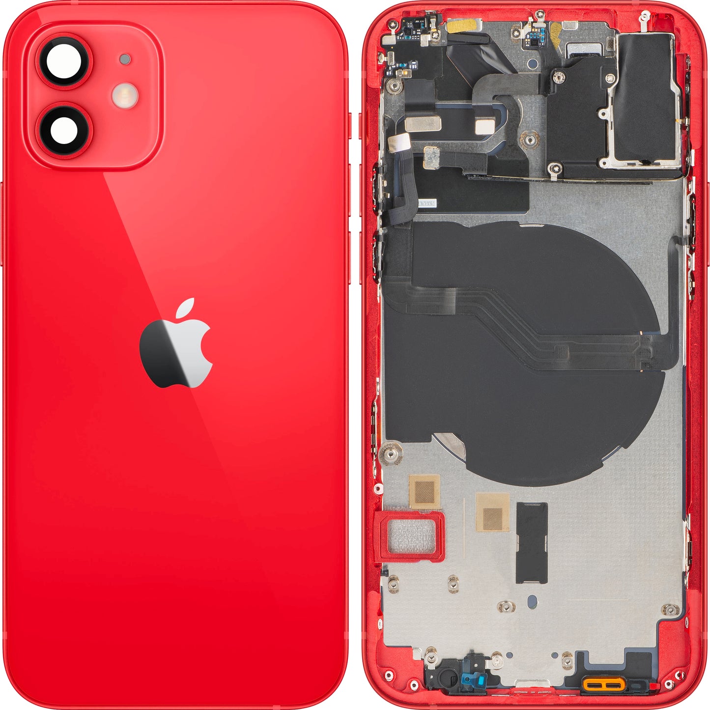 Tampa da Bateria Apple iPhone 12, Com Carcaça Central, Vermelho, Swap