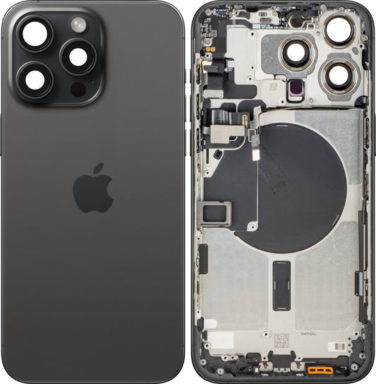 Tampa da Bateria Apple iPhone 15 Pro Max, Com Carcaça Central, Preto (Black Titanium), Swap