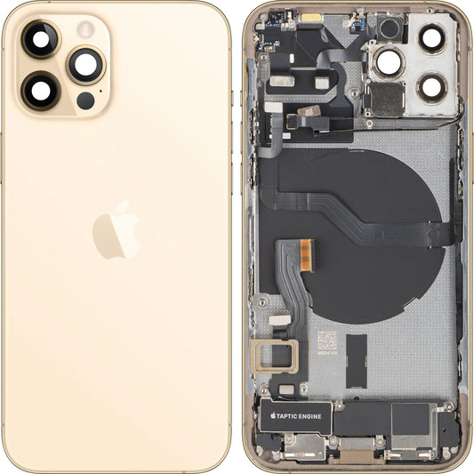 Capa de Bateria Apple iPhone 12 Pro, Com Carcaça Central, Peças Completas, Dourado, Swap