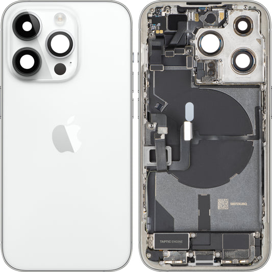 Tampa da Bateria Apple iPhone 14 Pro, Com Carcaça Central, Completa, Prateada, Swap