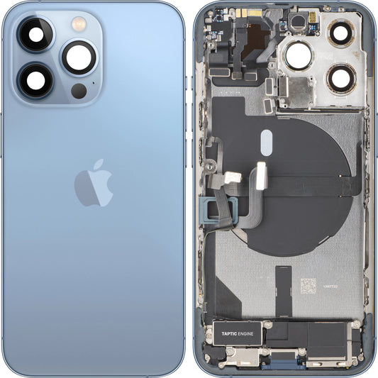 Tampa da Bateria Apple iPhone 13 Pro, Com Carcaça Central, Peças Completas, Azul (Sierra Blue), Swap