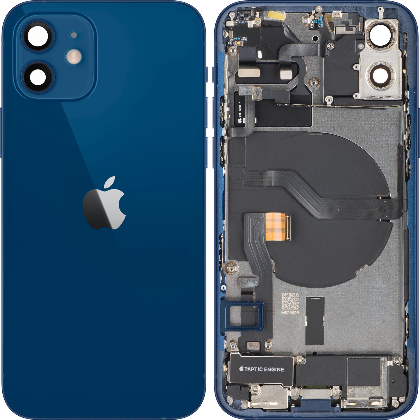 Tampa da Bateria Apple iPhone 12, Com Carcaça Central, Peças Completas, Azul, Swap